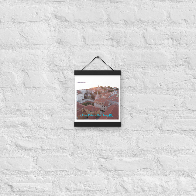 Roof Sunset View Poster with hangers with realestatematching with key Logo