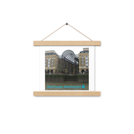Hay's Galleria Poster with hangers with Real Estate Matching24 Logo