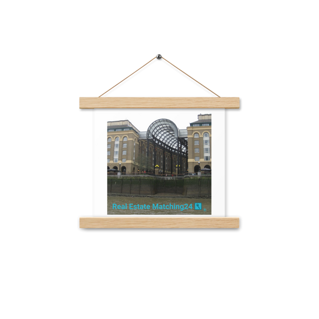 Hay's Galleria Poster with hangers with Real Estate Matching24 Logo
