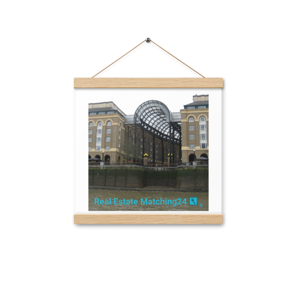 Hay's Galleria Poster with hangers with Real Estate Matching24 Logo