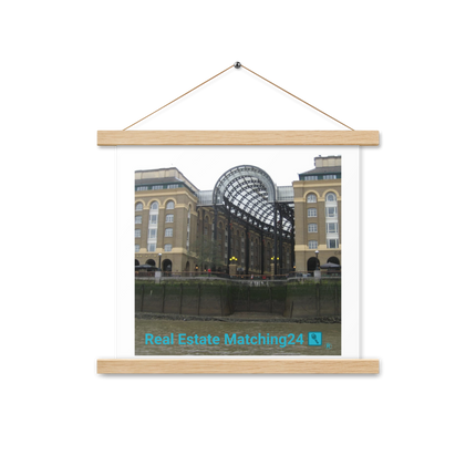 Hay's Galleria Poster with hangers with Real Estate Matching24 Logo