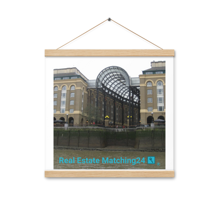 Hay's Galleria Poster with hangers with Real Estate Matching24 Logo