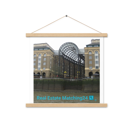 Hay's Galleria Poster with hangers with Real Estate Matching24 Logo