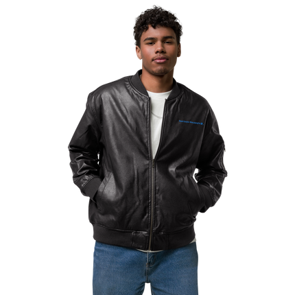 Leather Bomber Jacket with Real Estate Matching24 Logo