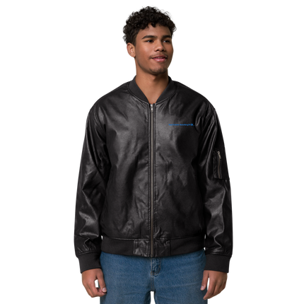 Leather Bomber Jacket with Real Estate Matching24 Logo