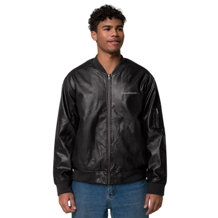 Leather Bomber Jacket with Groundfloor24 Logo