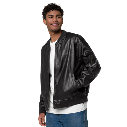Leather Bomber Jacket with Groundfloor24 Logo