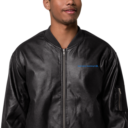 Leather Bomber Jacket with Real Estate Matching24 Logo
