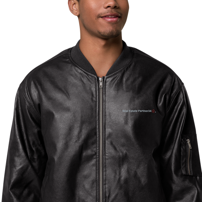 Leather Bomber Jacket with Real Estate Partner24 Logo