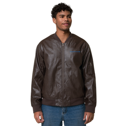 Leather Bomber Jacket with Real Estate Matching24 Logo