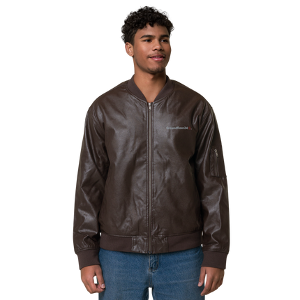 Leather Bomber Jacket with Groundfloor24 Logo