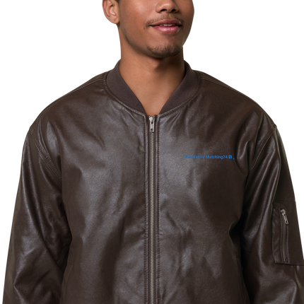 Leather Bomber Jacket with Real Estate Matching24 Logo