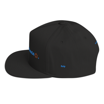 Italy Flat Bill Cap GroundfloorView24 with 3 Logos.