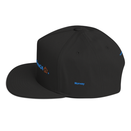 Norway Flat Bill Cap GroundfloorView24 with 3 Logos.