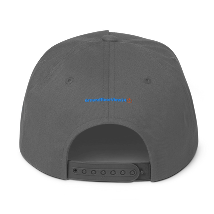 France Flat Bill Cap GroundfloorView24 with 3 Logos.