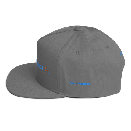 Czech Republic Flat Bill Cap GroundfloorView24 with 3 Logos.