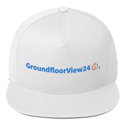 France Flat Bill Cap GroundfloorView24 with 3 Logos.
