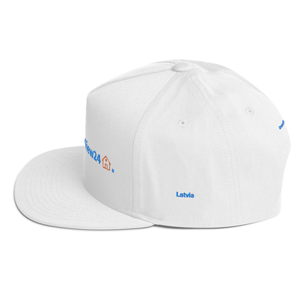 Latvia Flat Bill Cap GroundfloorView24 with 3 Logos.