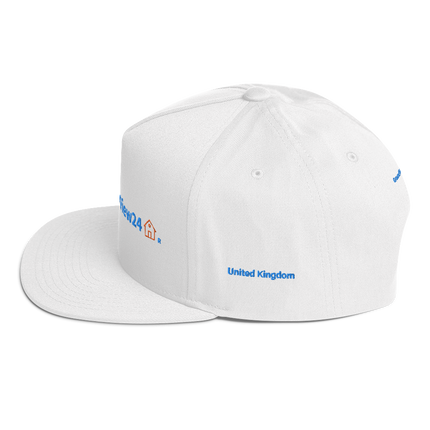 United Kingdom Flat Bill Cap GroundfloorView24 with 3 Logos.