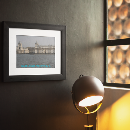 Riverside Beauty Framed canvas with realestatematching24 without key Logo