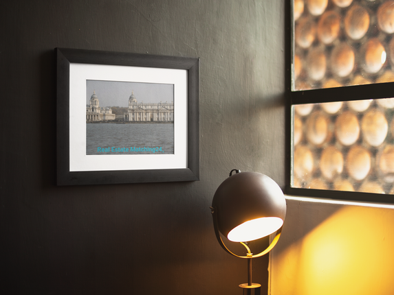 Riverside Beauty Framed canvas with realestatematching24 without key Logo