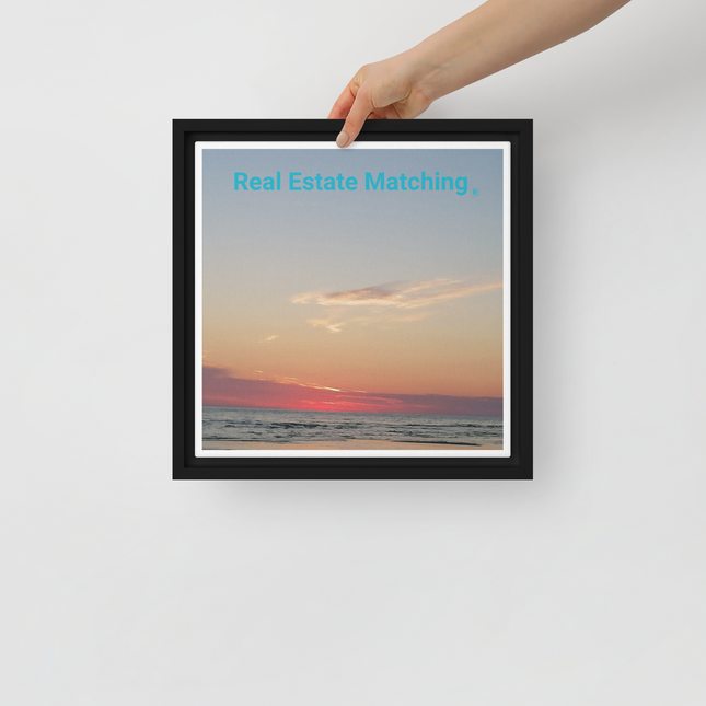 Sunset Sinari Framed canvas with Real Estate Matching Logo