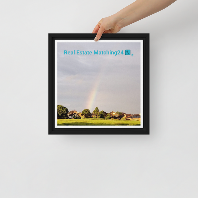 The Rainbow Sinari Framed canvas with Real Estate Matching24 Logo