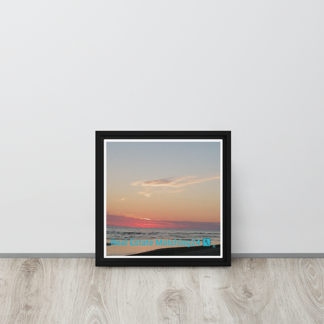 Sunset Sinari Framed canvas with Real Estate Matching24 Logo