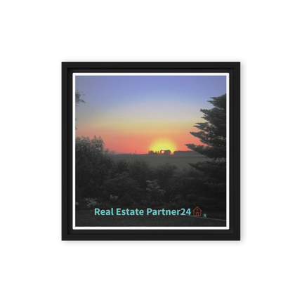 Beautiful Sunset Sinari Framed canvas with realestatepartner24 with house Logo