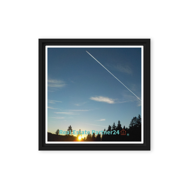 Attractive Sunset Sinari Framed canvas with realestatepartner24 with house Logo