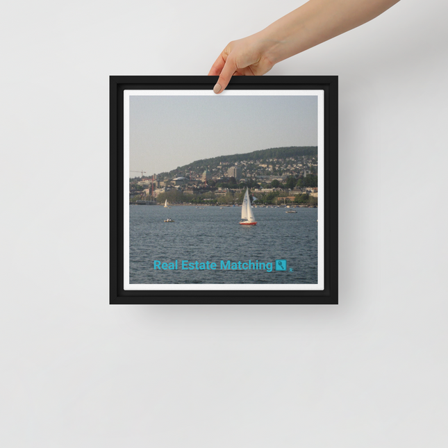 Beautiful River & Hills Sinari Framed canvas with realestatematching with key Logo