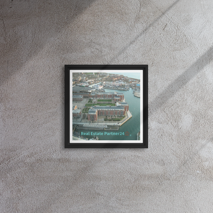 Nice City Framed canvas with realestatepartner24 with house Logo