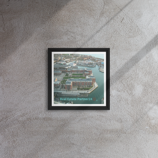 Nice City Framed canvas with realestatepartner24 with house Logo