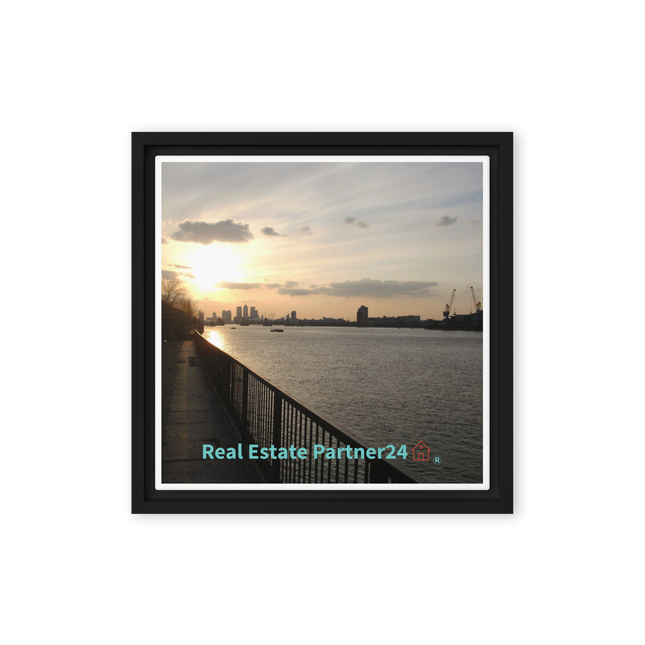 Awesome River View Framed canvas with realestatepartner24 with house Logo