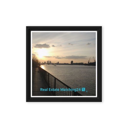 Awesome River View Framed canvas with realestatematching24 with key Logo