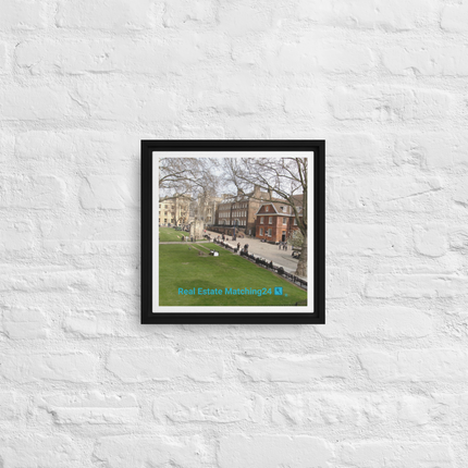 Beautiful Park Framed canvas with realestatematching24 with key Logo