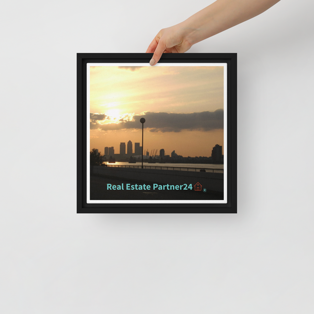 Majestic Sunset Framed canvas with realestatepartner24 with house Logo