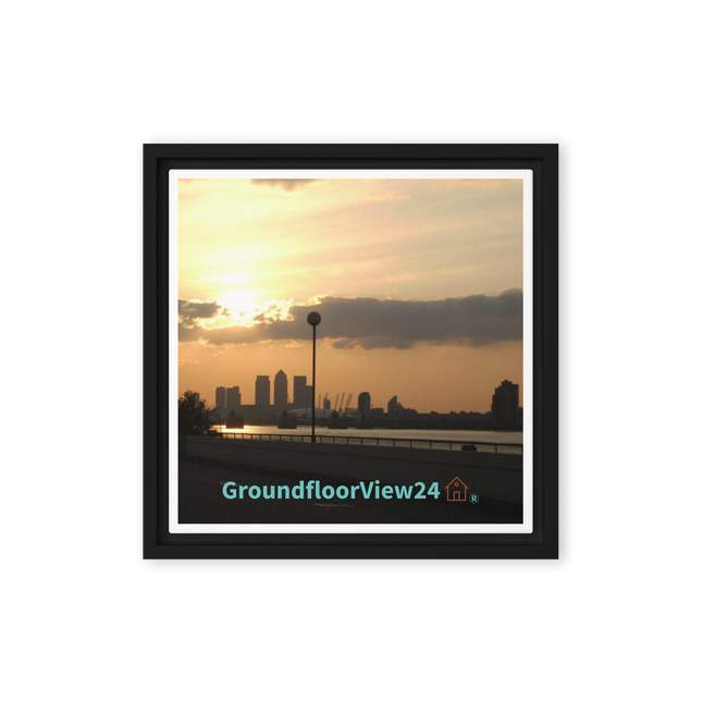 Majestic Sunset Framed canvas with groundfloorview24 with House Logo