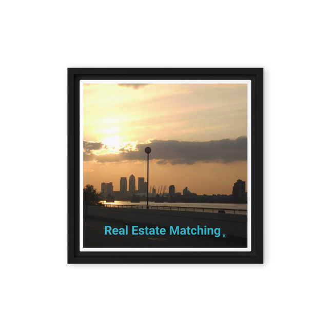 Majestic Sunset Framed canvas with realestatematching without key Logo