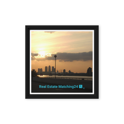 Majestic Sunset Framed canvas with realestatematching24 with key Logo