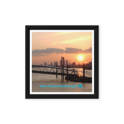Evening Glow Framed canvas with realestatematching24 with key Logo