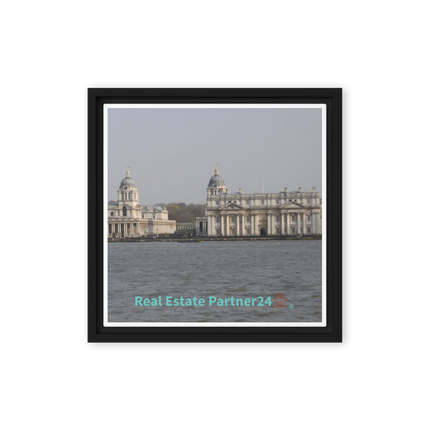 Riverside Beauty Framed canvas with realestatepartner24 with house Logo