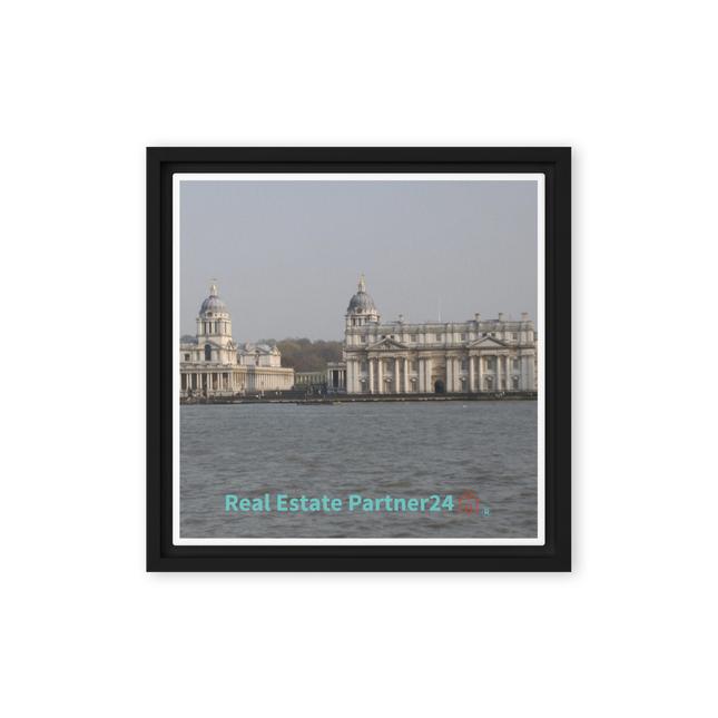 Riverside Beauty Framed canvas with realestatepartner24 with house Logo