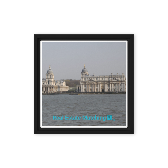 Riverside Beauty Framed canvas with realestatematching with key Logo