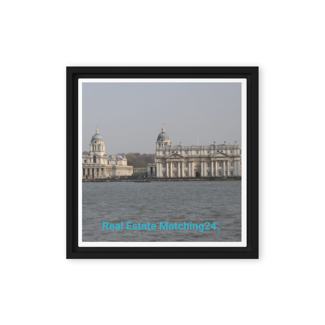 Riverside Beauty Framed canvas with realestatematching24 without key Logo