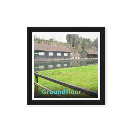 Lakeside Serenity Framed canvas with Groundfloor with House Logo