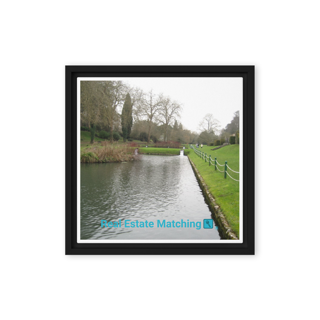 Lakeside Beauty Framed canvas with realestatematching with key Logo