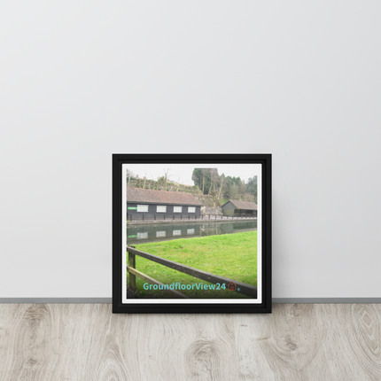 Lakeside Serenity Framed canvas with groundfloorview24 with House Logo