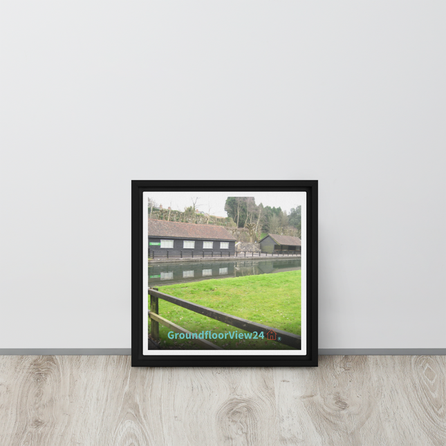 Lakeside Serenity Framed canvas with groundfloorview24 with House Logo