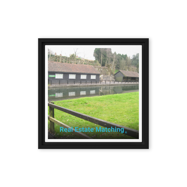 Lakeside Serenity Framed canvas with realestatematching without key Logo